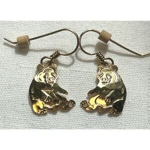 Panda Laser Cut Shiny Gold Tone Pierced Earrings by Wild Byrde